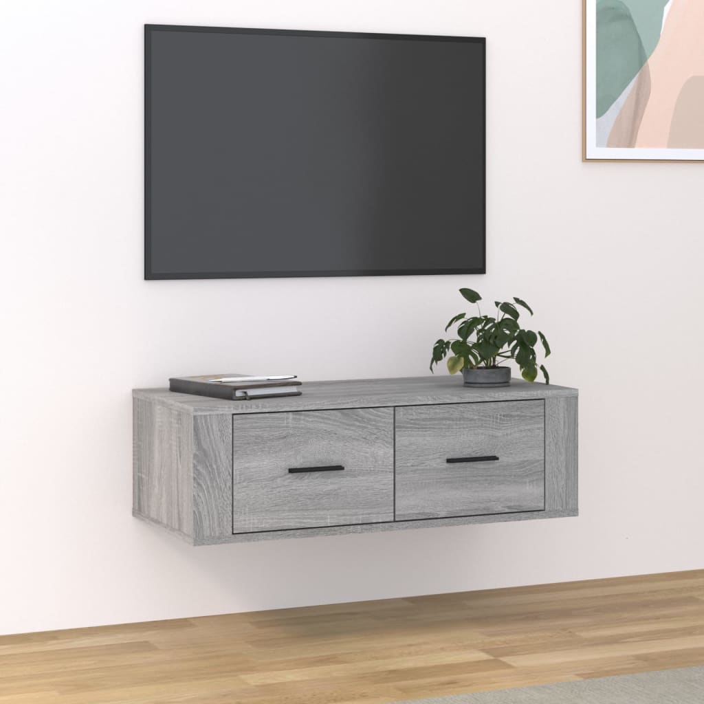 Dulap TV suspendat, gri sonoma, 80x36x25 cm, lemn prelucrat