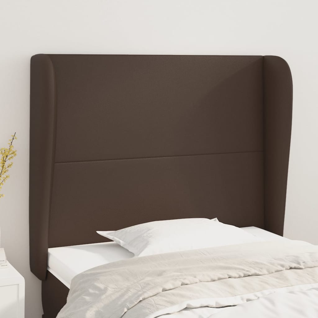 Tăblie de pat cu aripioare, maro, 83x23x118/128 cm, piele eco