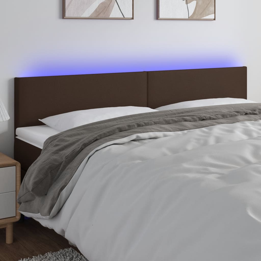 Tăblie de pat cu LED, maro, 160x5x78/88 cm, piele ecologică