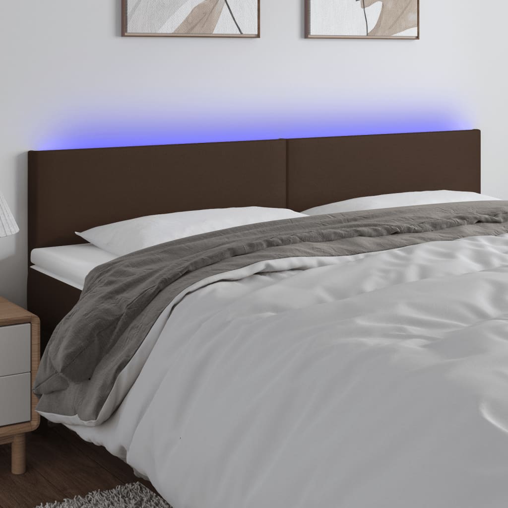 Tăblie de pat cu LED, maro, 200x5x78/88 cm, piele ecologică