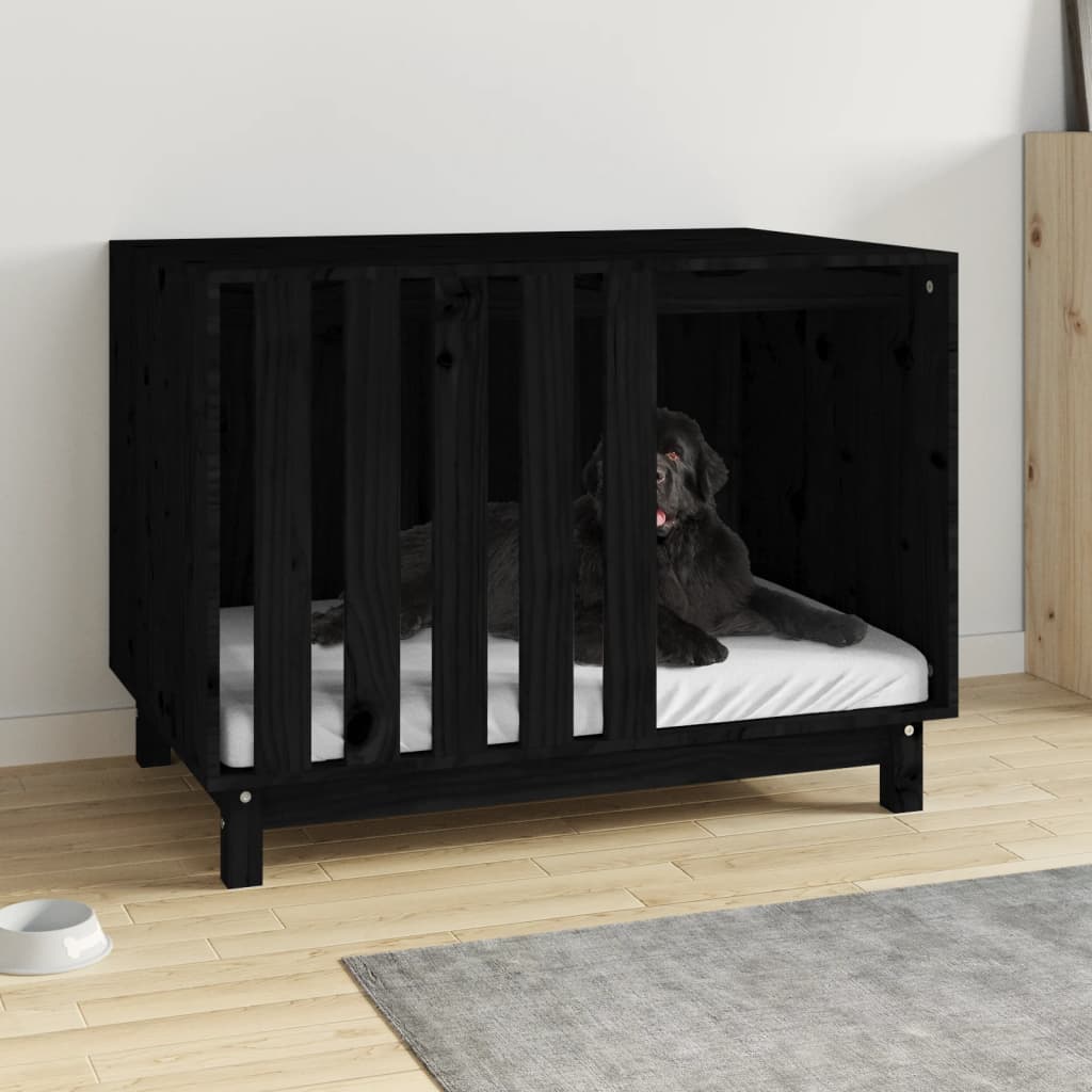 Casă pentru câini, negru, 90x60x67 cm, lemn masiv de pin