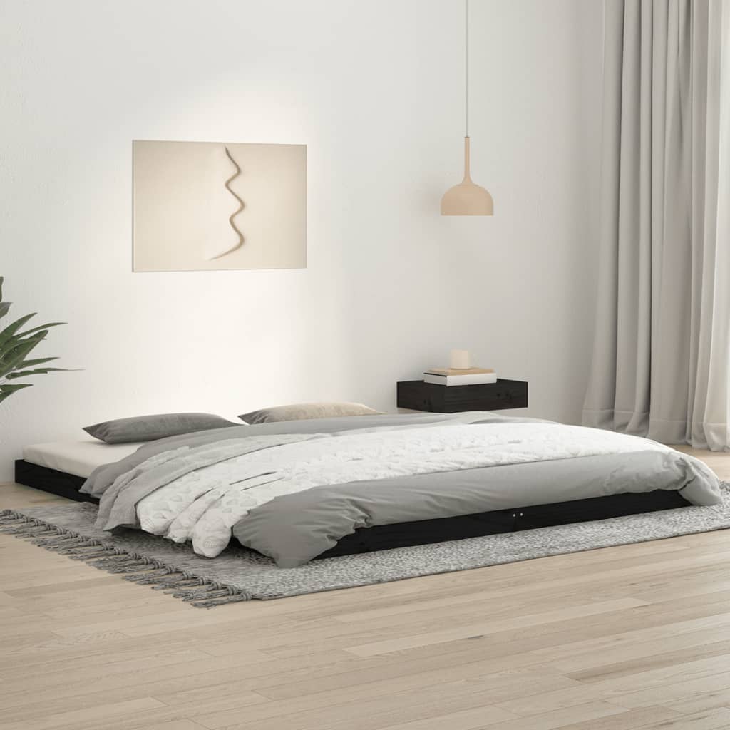 Cadru de pat Super King 6FT, negru, 180x200 cm, lemn masiv pin