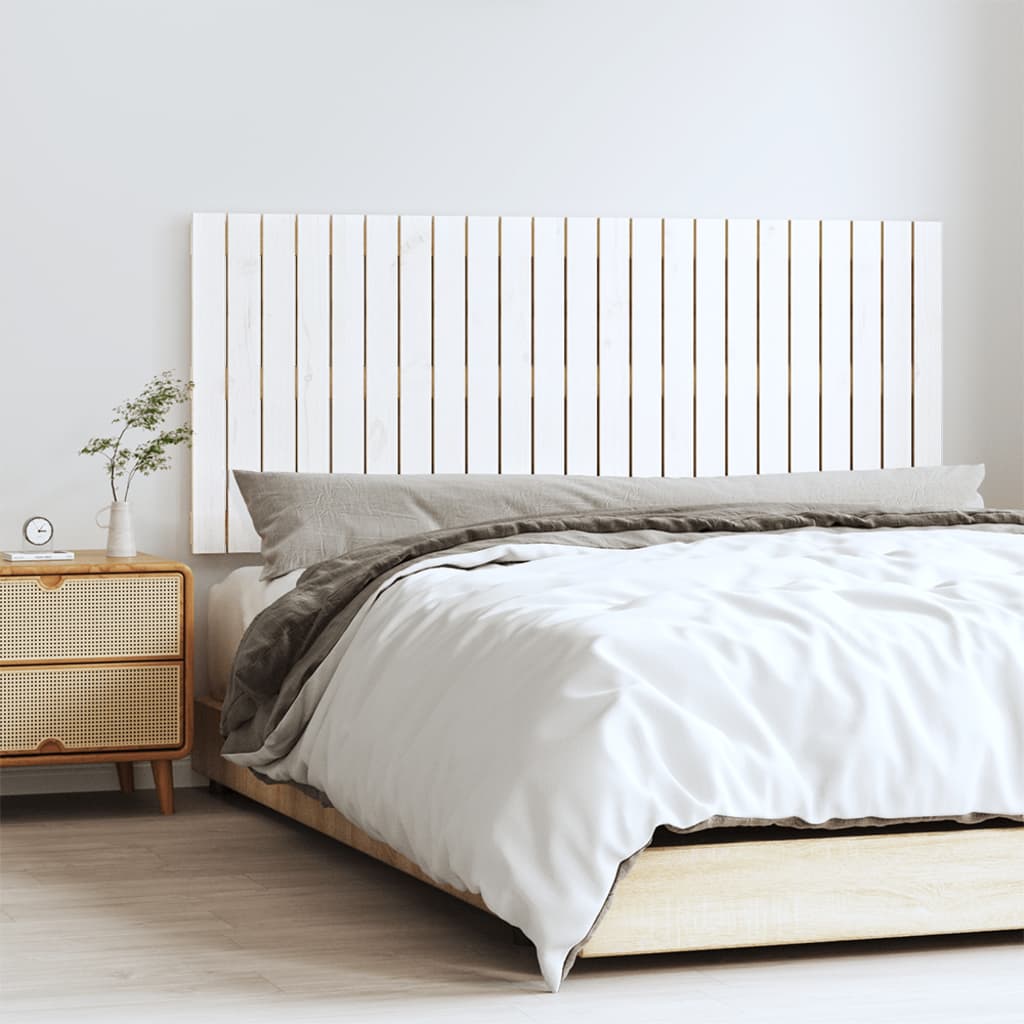 Tăblie de pat pentru perete, alb, 147x3x60 cm, lemn masiv pin