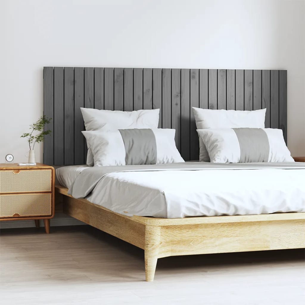 Tăblie de pat pentru perete, gri, 166x3x60 cm, lemn masiv pin