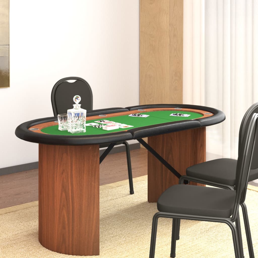 Masă de poker, 10 jucători, verde, 160x80x75 cm