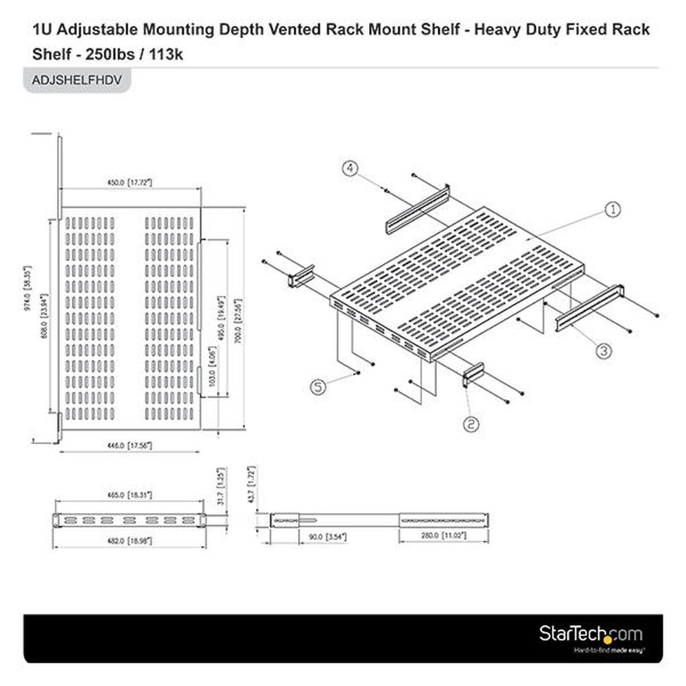 Tavă Fixă pentru Dulap Rack Startech ADJSHELFHDV         