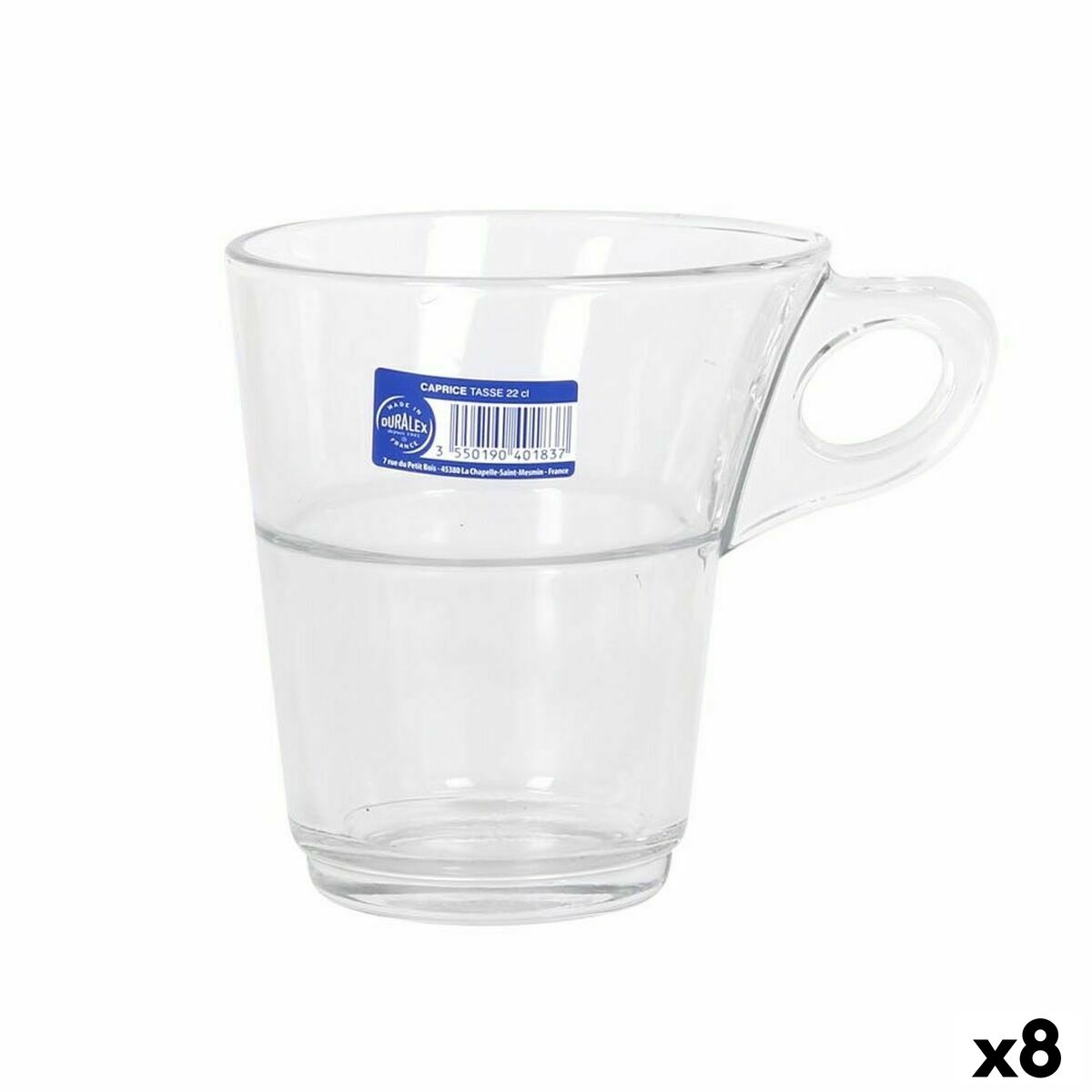 Set de Căni de Cafea Duralex Caprice Transparent 6 Piese 220 ml (8 Unități)