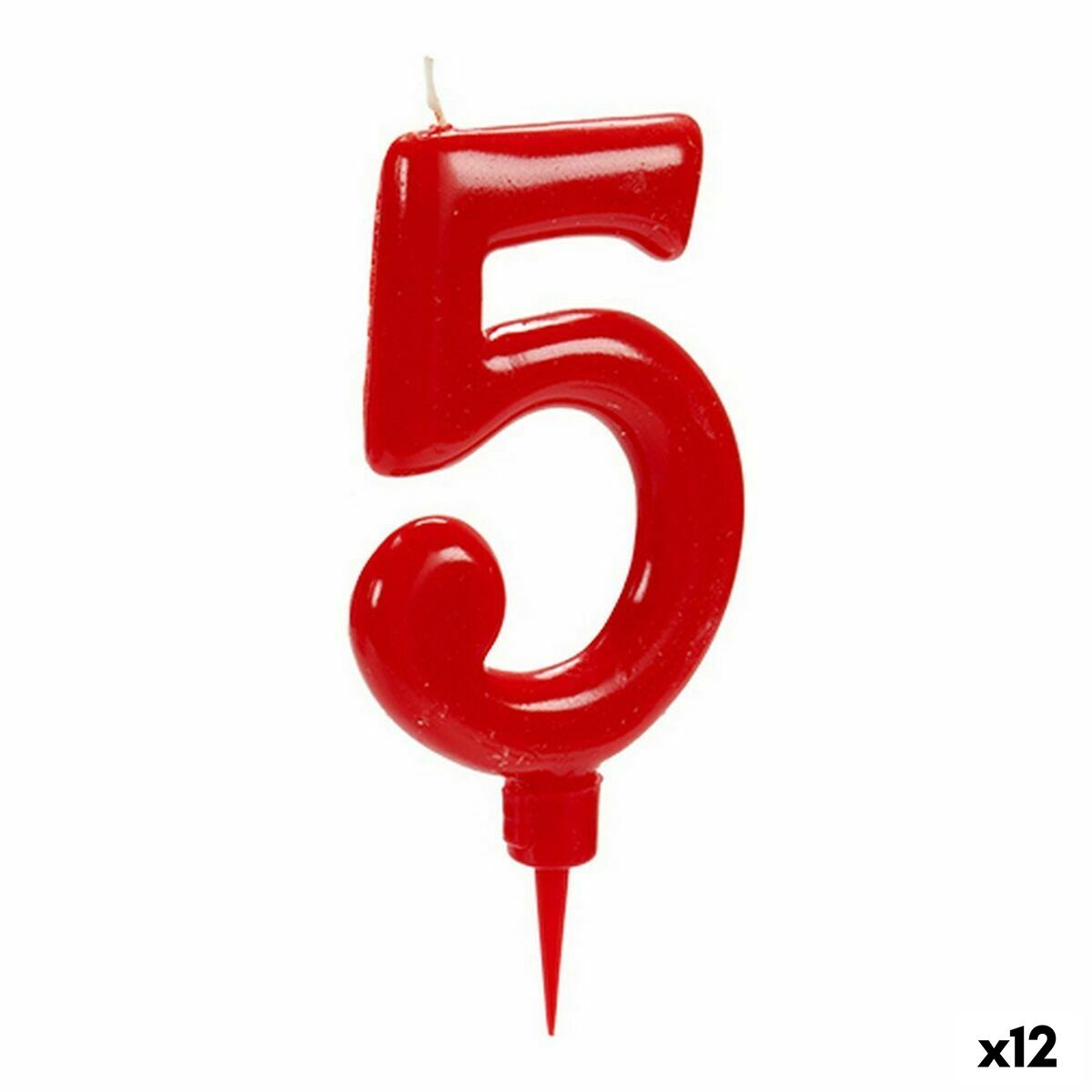 Lumânare Roșu Aniversare Numere 5 (12 Unități)
