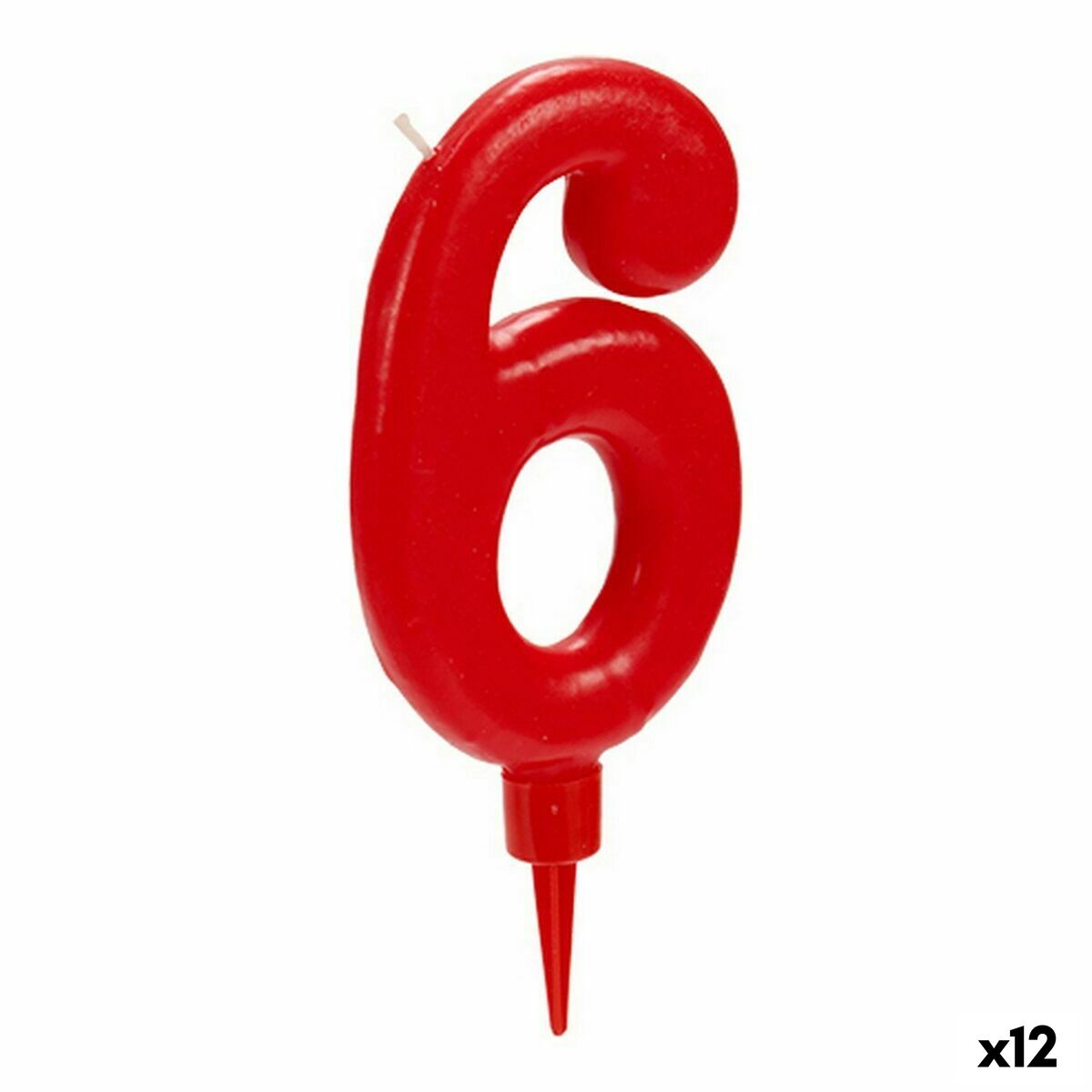 Lumânare Roșu Aniversare Numere 6 (12 Unități)