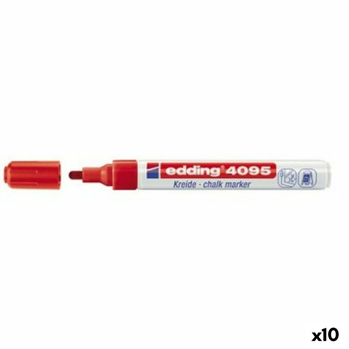 Markere cu cretă lichidă Edding 4095 Roșu 10 Unități