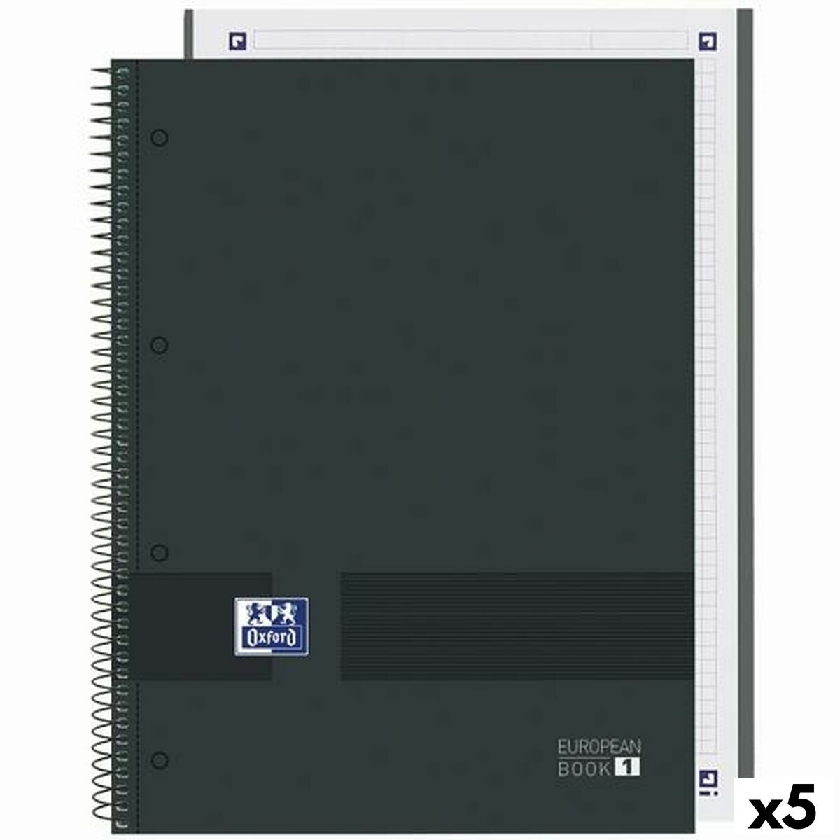 Notebook Oxford European Book Write&Erase Negru A4 80 Frunze 5 Unități