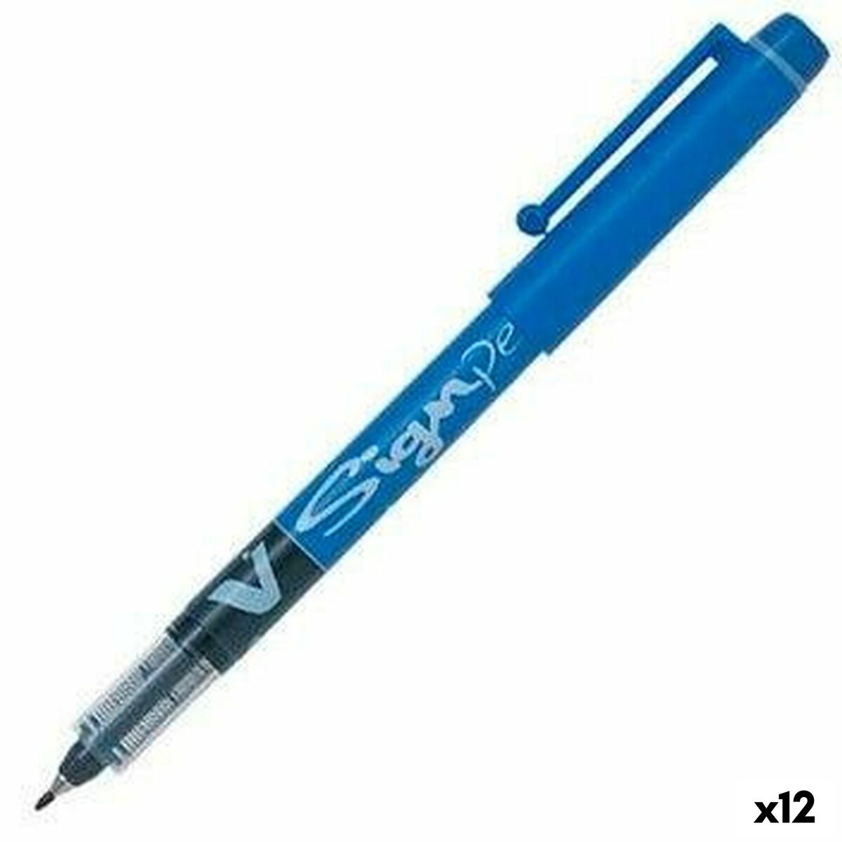 Stilou cu cerneală lichidă Pilot V Sign Pen Albastru 0,6 mm (12 Unități)