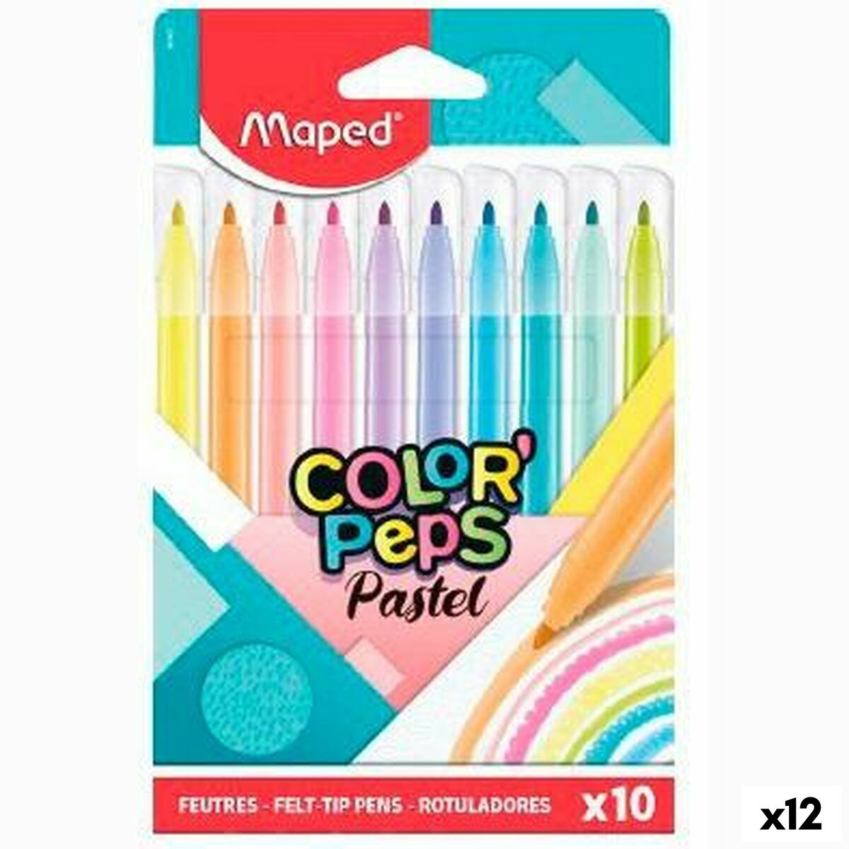 Set de Carioci Maped Color' Peps Multicolor 10 Piese (12 Unități)