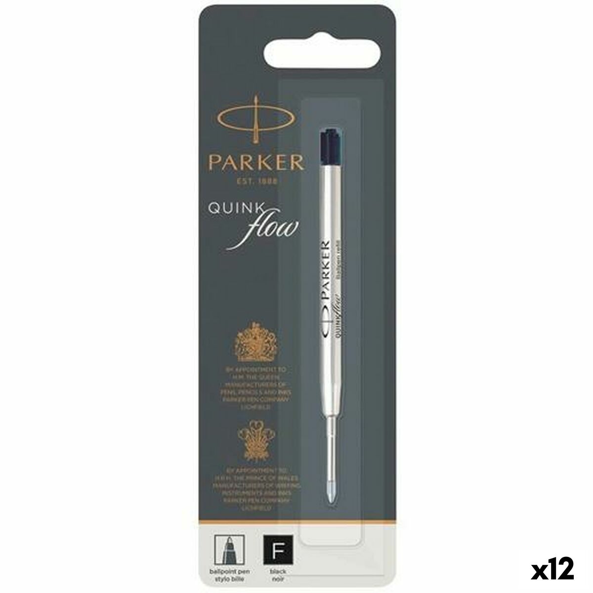 Rezerve pentru creion Parker Quink Flow Negru 0,8 mm (12 Unități)