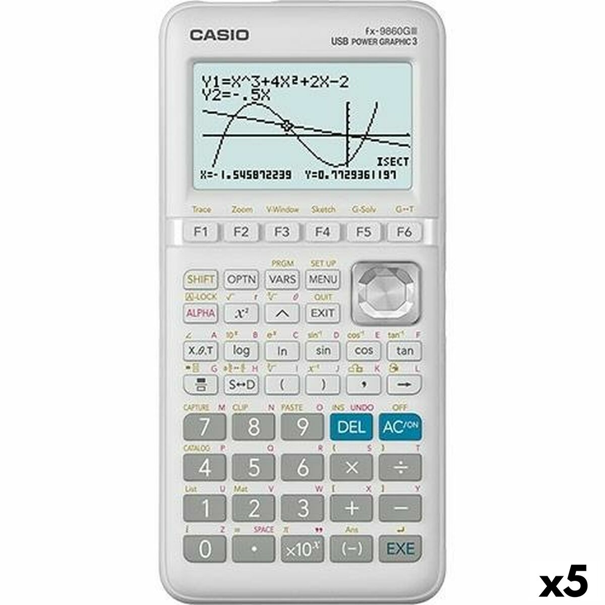 Graphing calculator Casio FX-9860G II Alb (5 Unități)