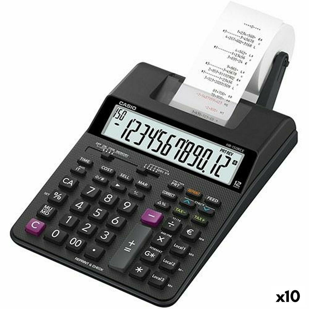 Printing calculator Casio HR-150RCE Negru (10 Unități)