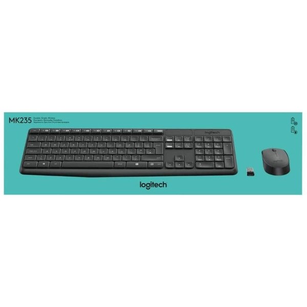 Tastatură și Mouse Fără Fir Logitech MK235 QWERTY Gri (Refurbished B)