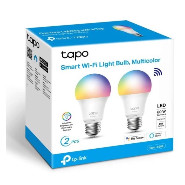 Bec Inteligent LED TP-Link Tapo L530E Wifi 8,7 W E27 60 W 2500K - 6500K (2 uds)