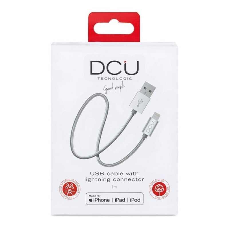 Cablu de încărcare USB Lightning  iPhone DCU Argintiu 1 m